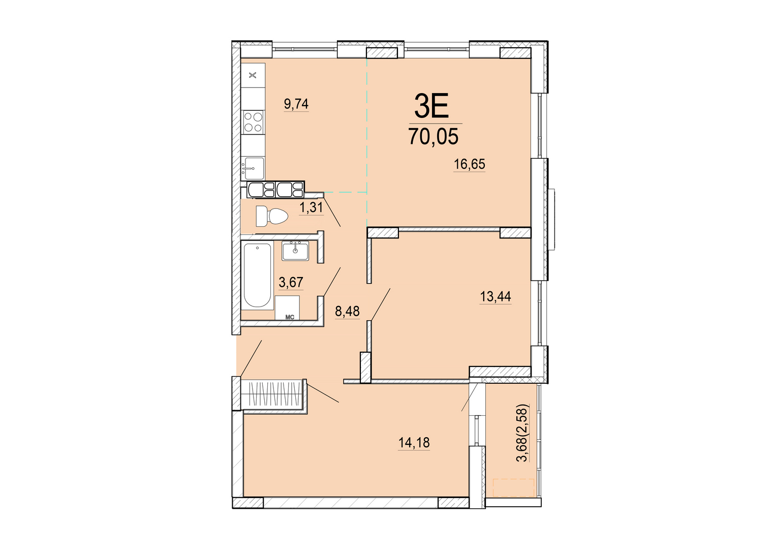 Айрон 3 - комнатная квартира