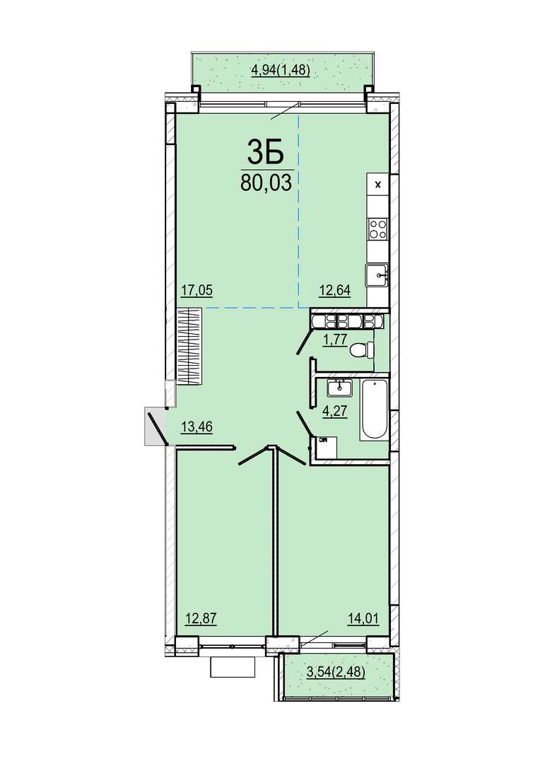 Айрон 3 - комнатная квартира