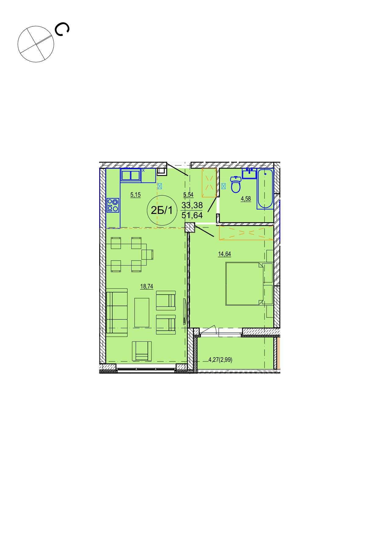 Айрон 2 - комнатная квартира