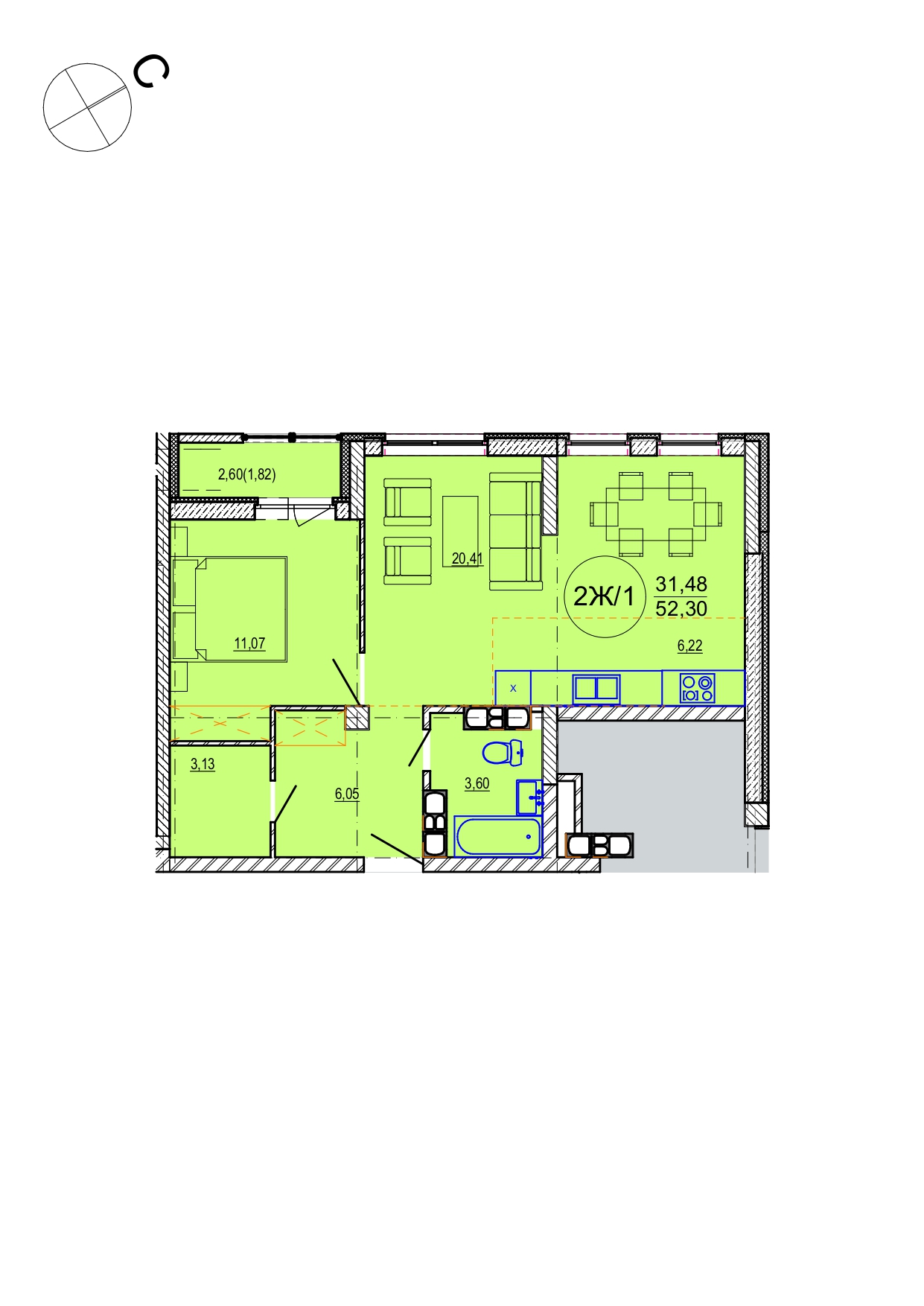 Айрон 2 - комнатная квартира