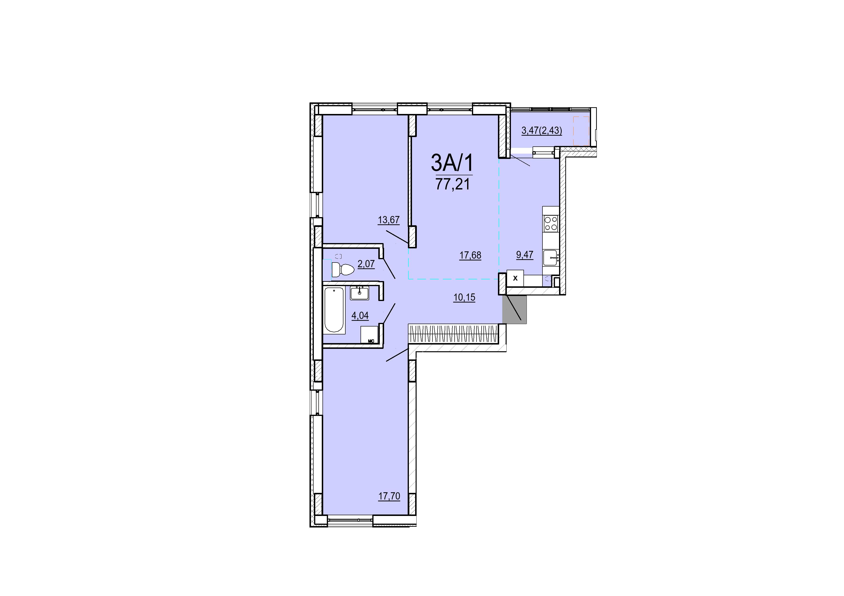 Айрон 3 - комнатная квартира