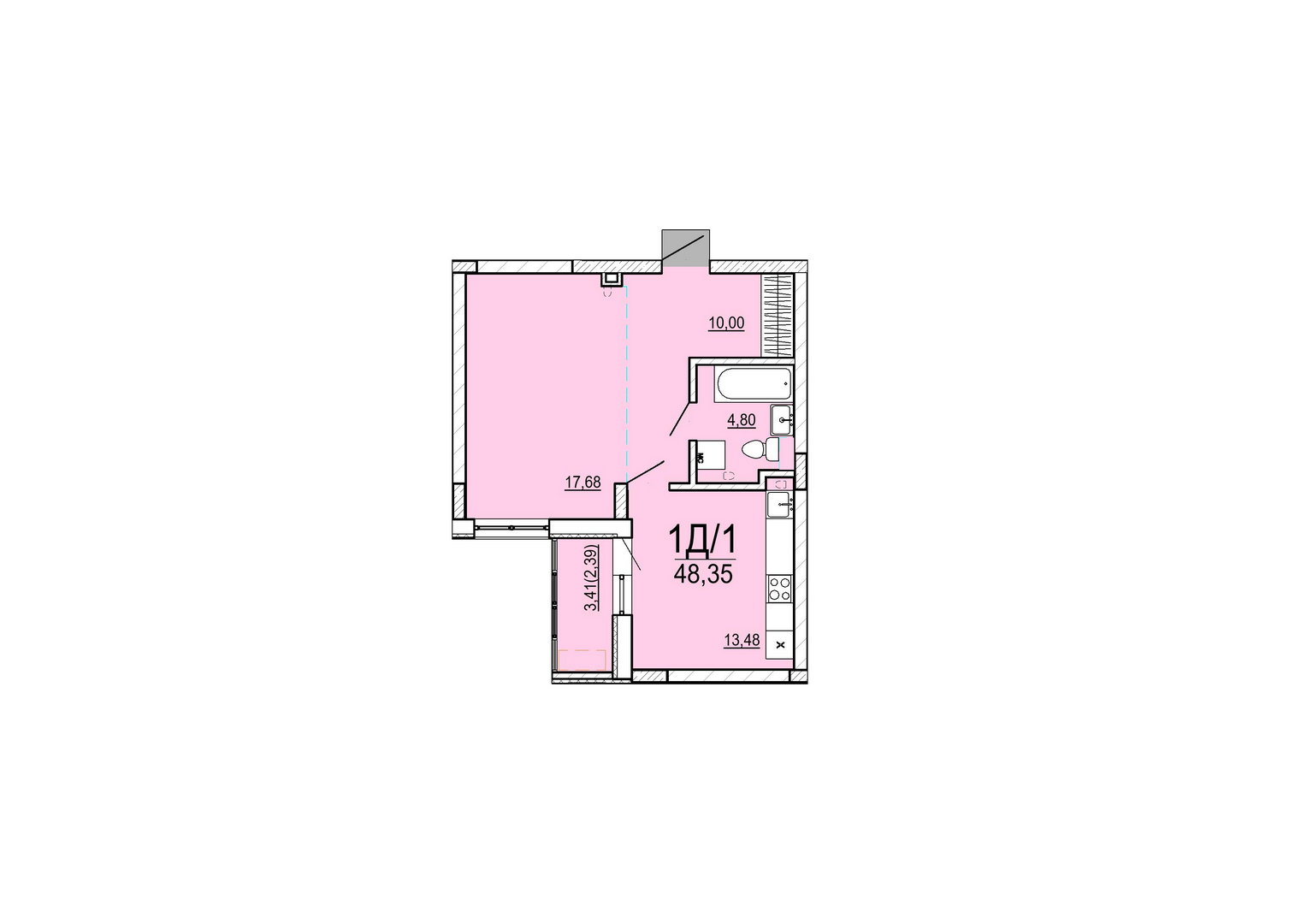 Айрон 1 - комнатная квартира