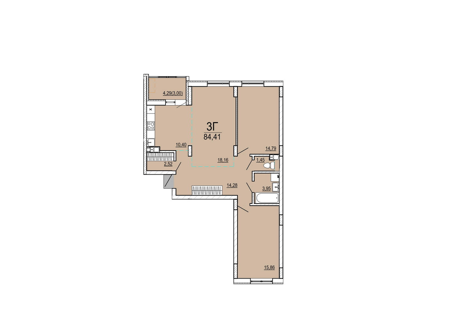 Айрон 3 - комнатная квартира