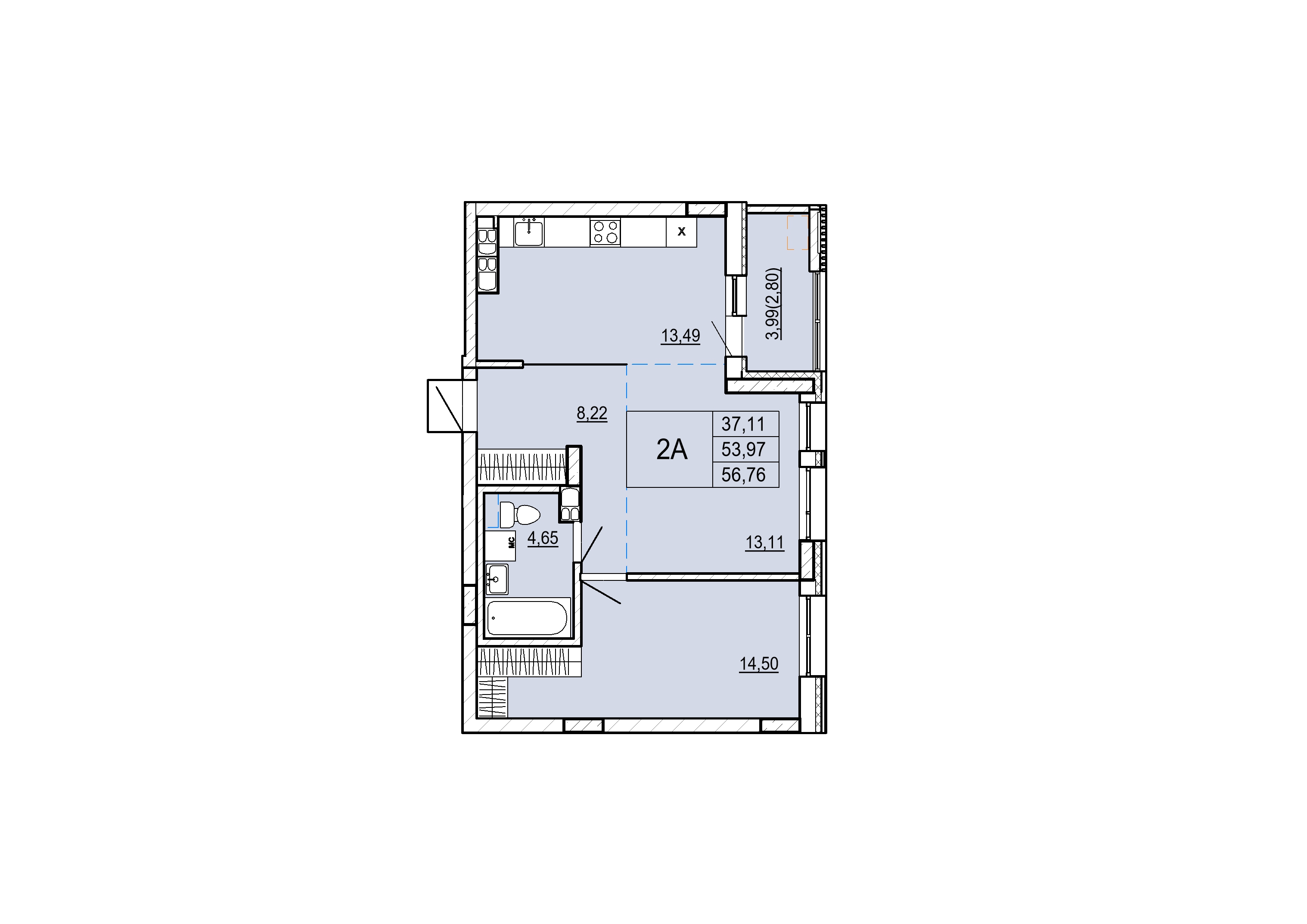 Айрон 2 - комнатная квартира