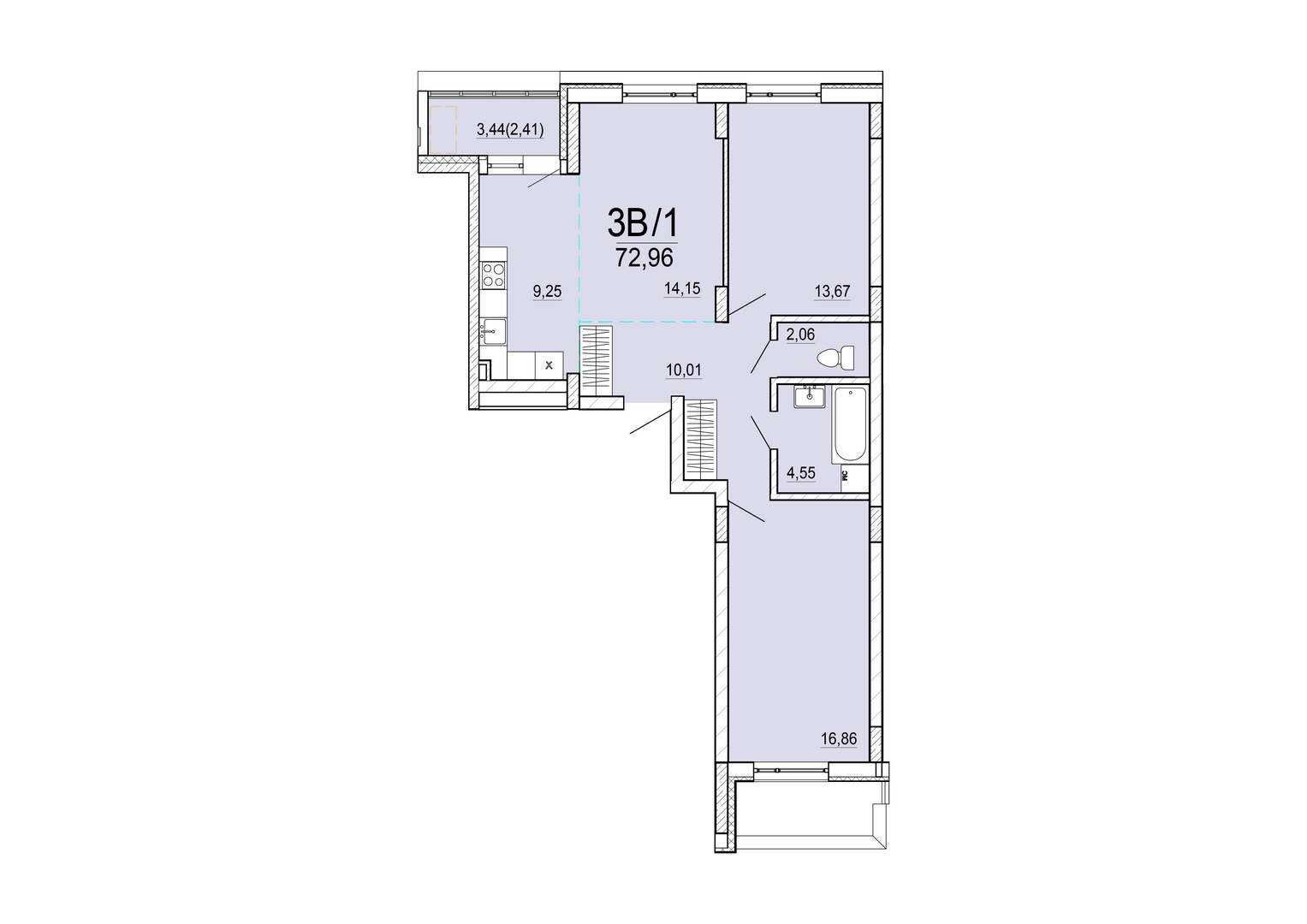 Айрон 3 - комнатная квартира
