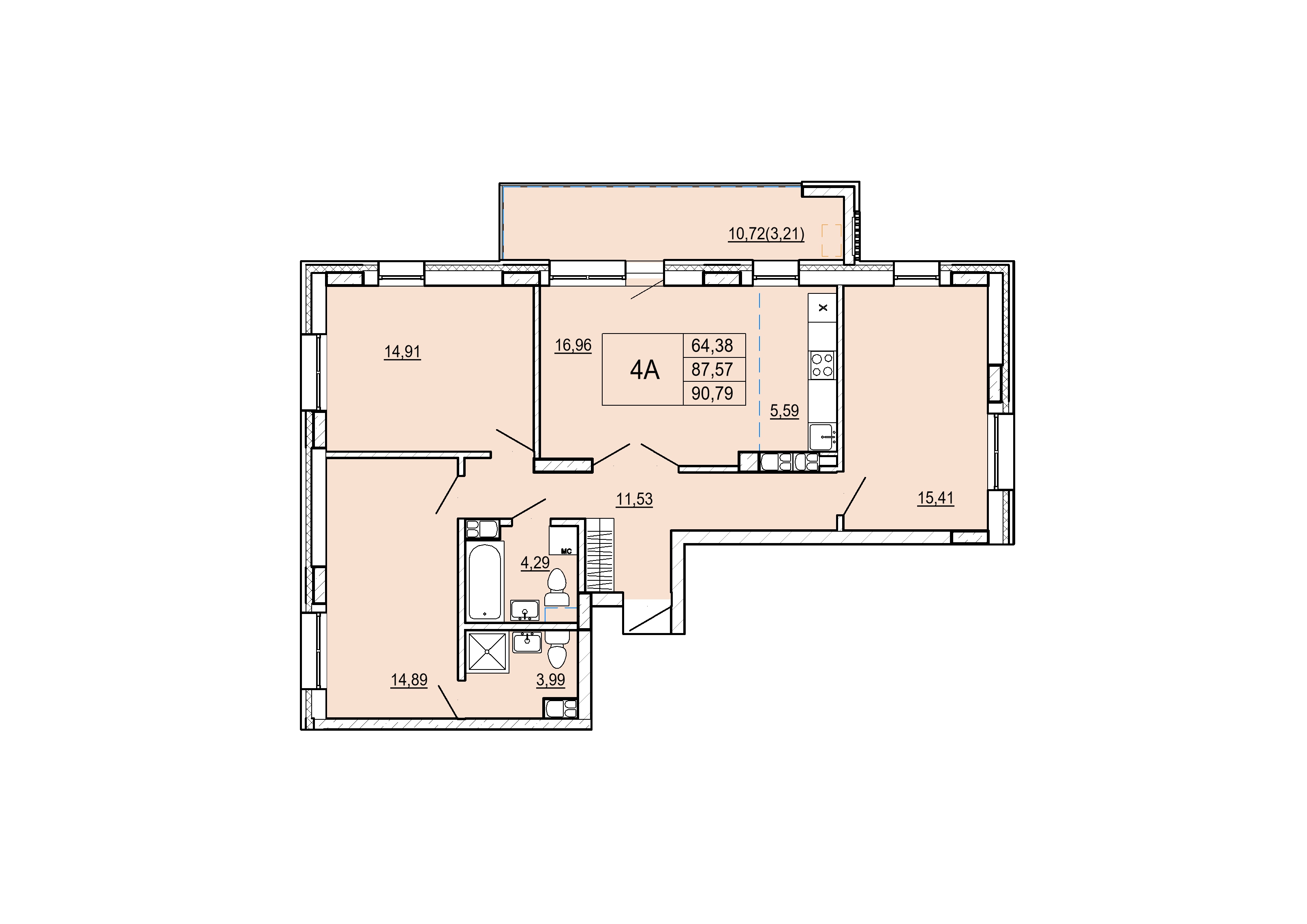 Айрон 4 - комнатная квартира
