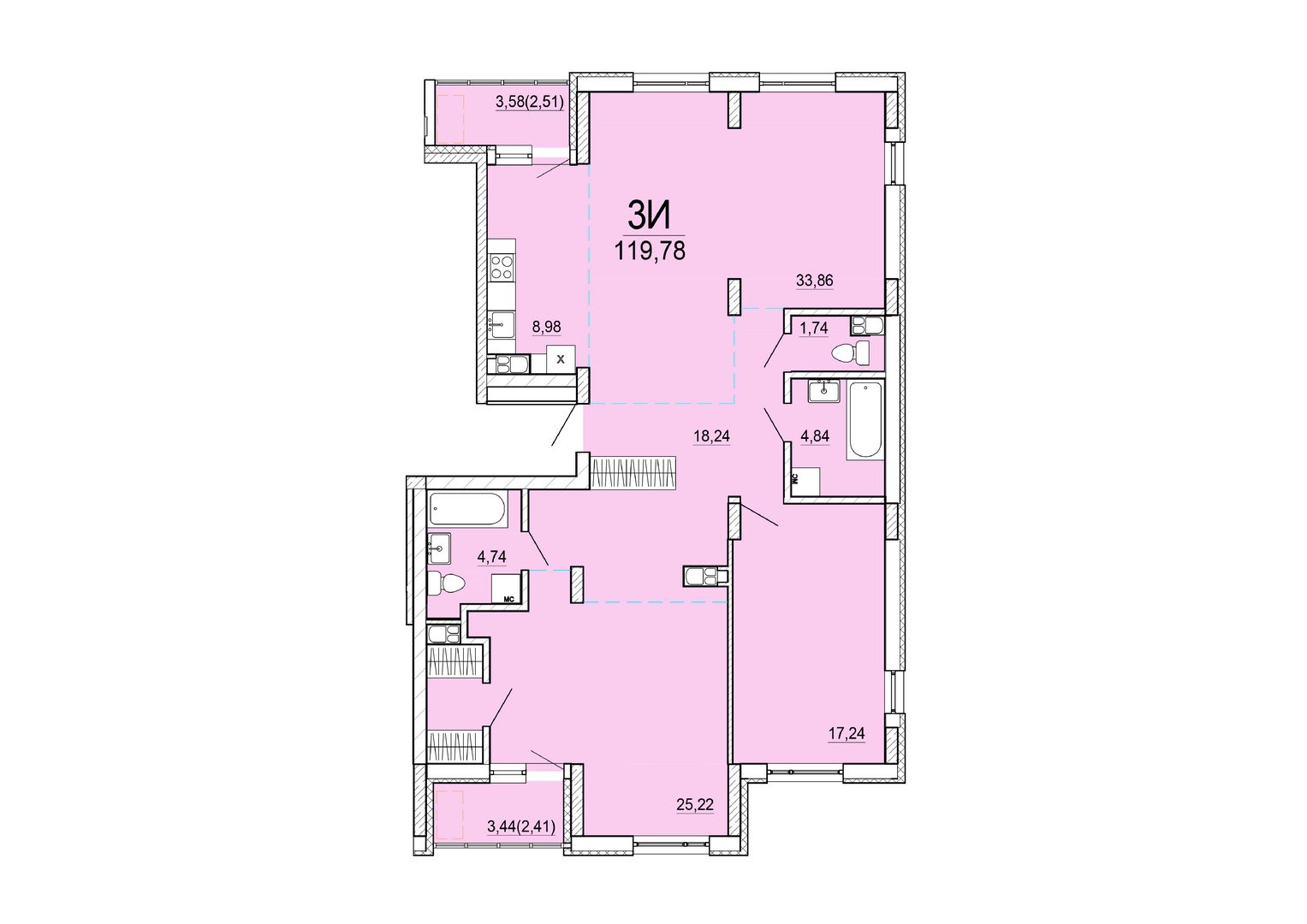 Айрон 3 - комнатная квартира