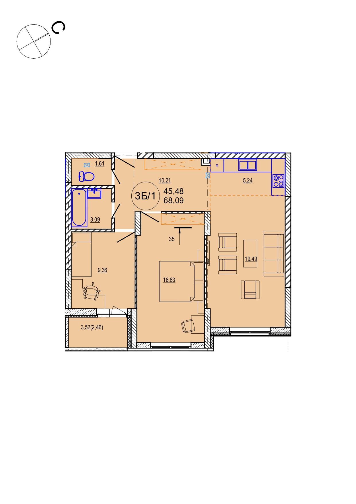 Айрон 3 - комнатная квартира