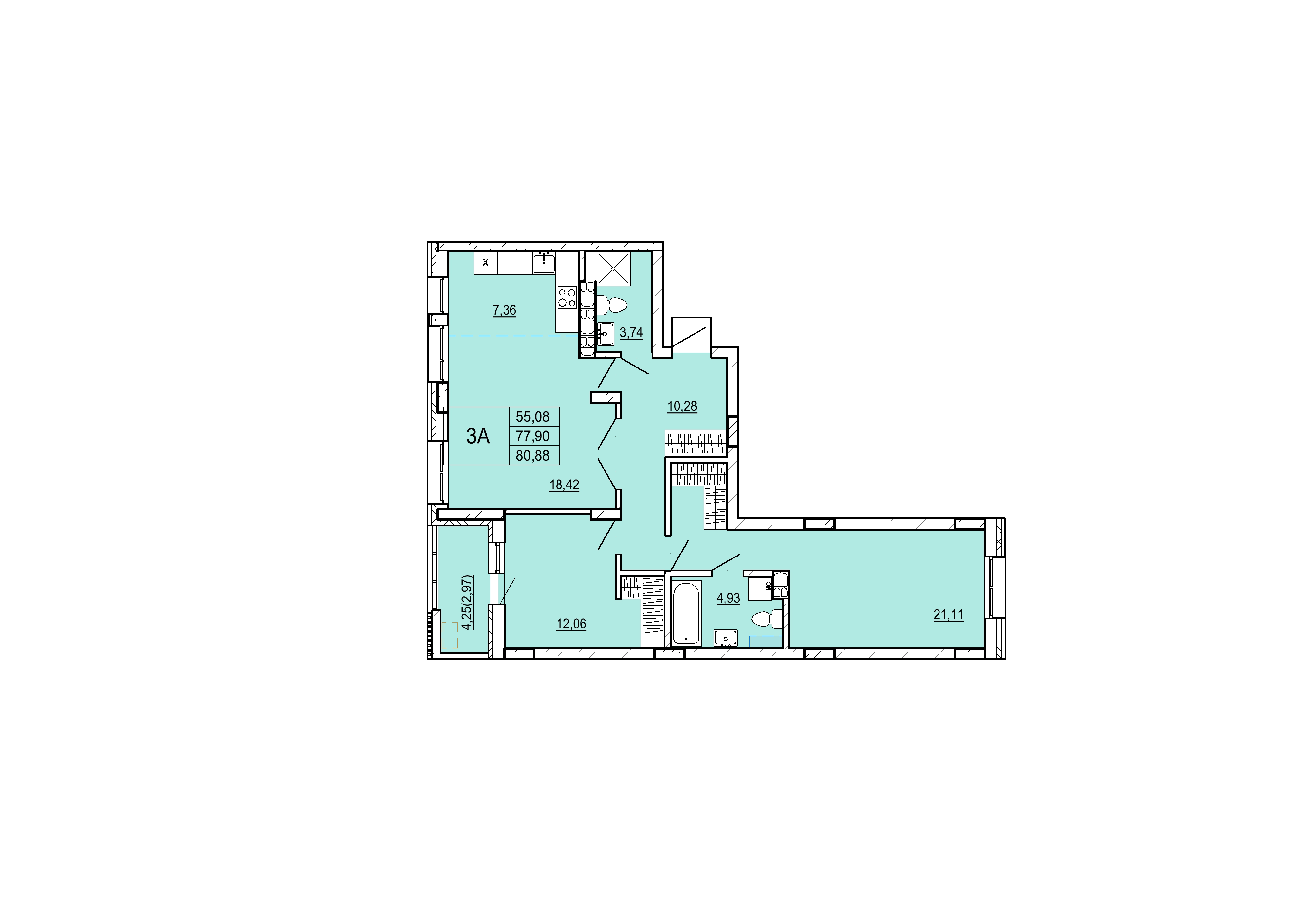 Айрон 3 - комнатная квартира