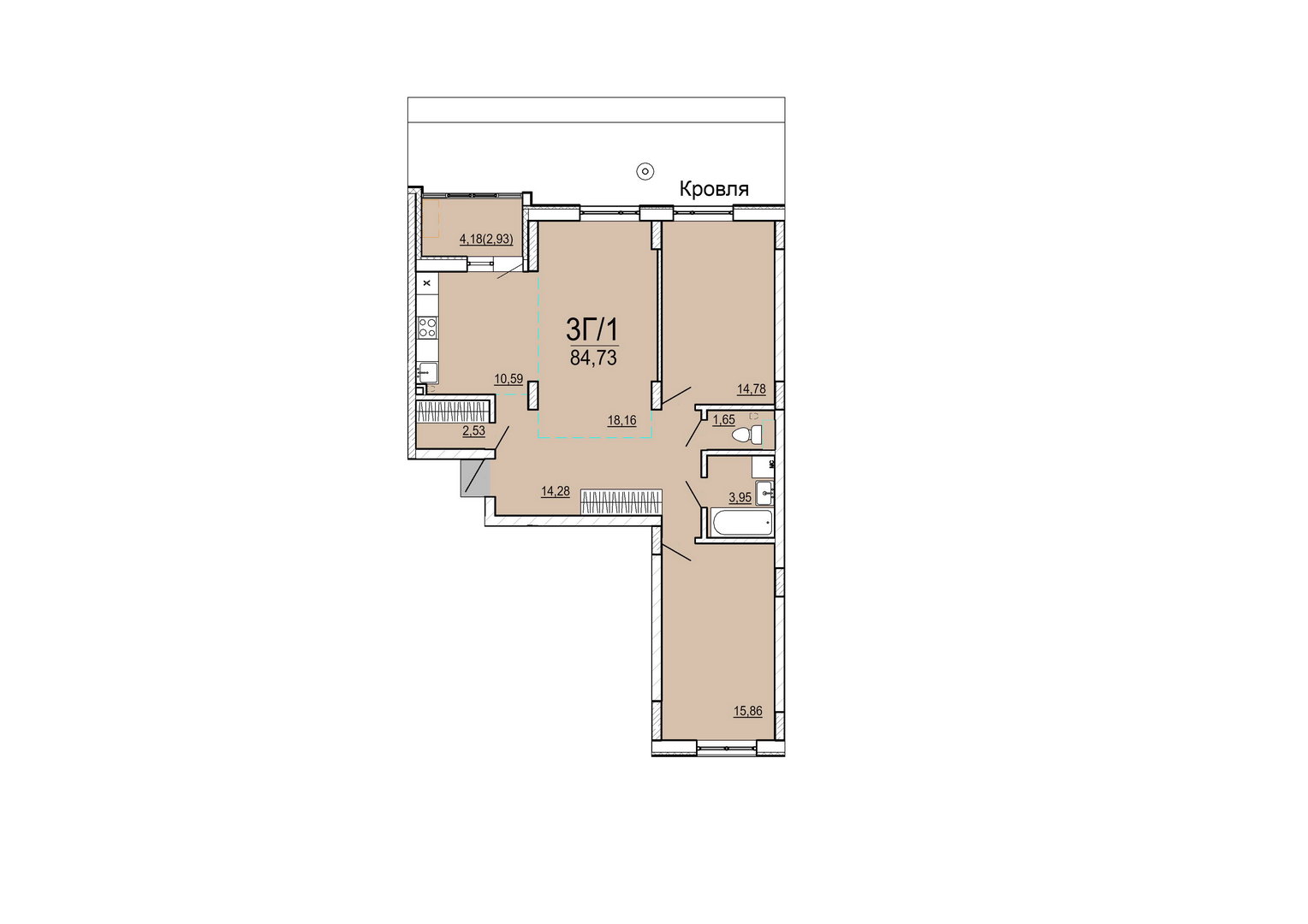 Айрон 3 - комнатная квартира