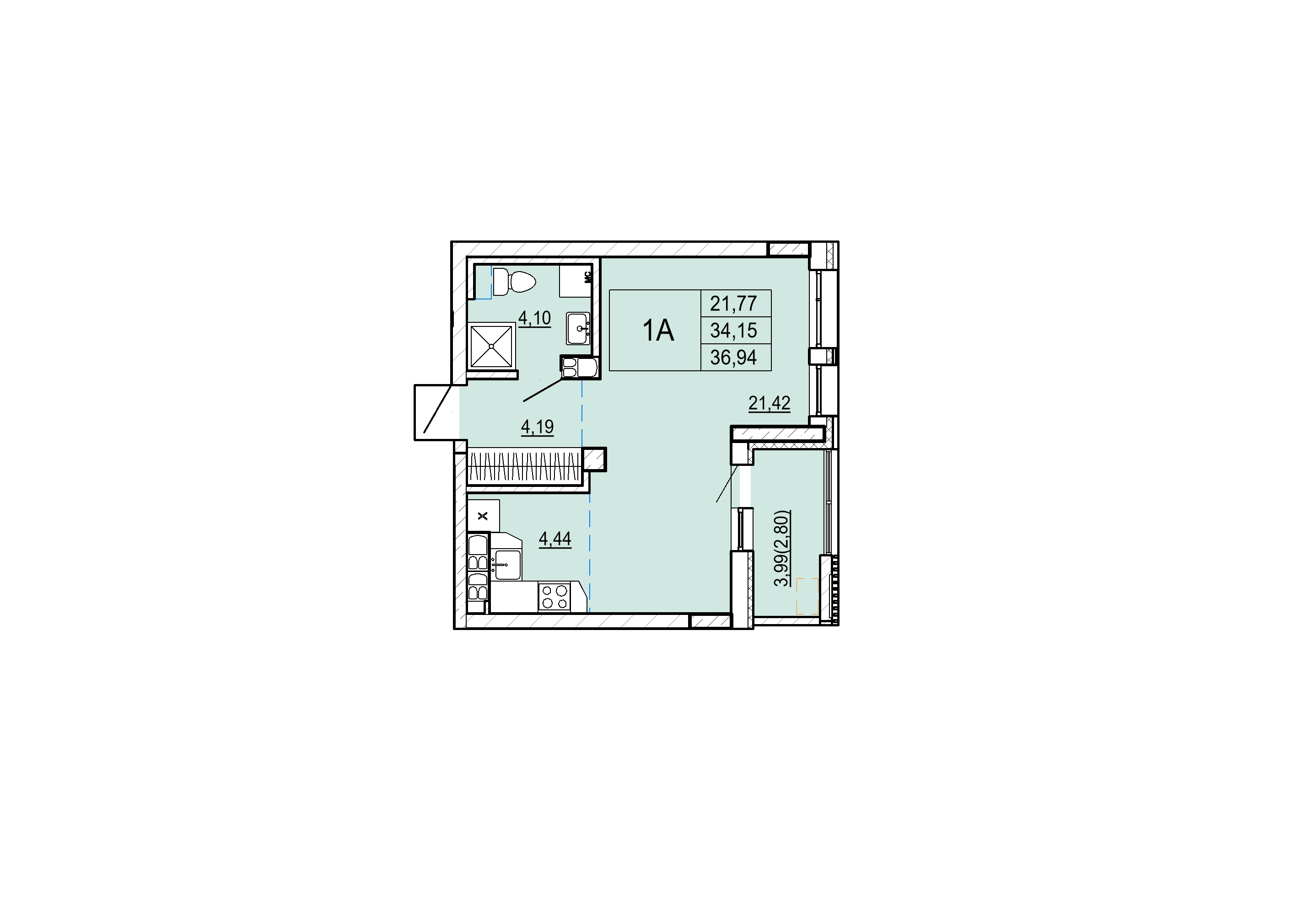 Айрон 1 - комнатная квартира