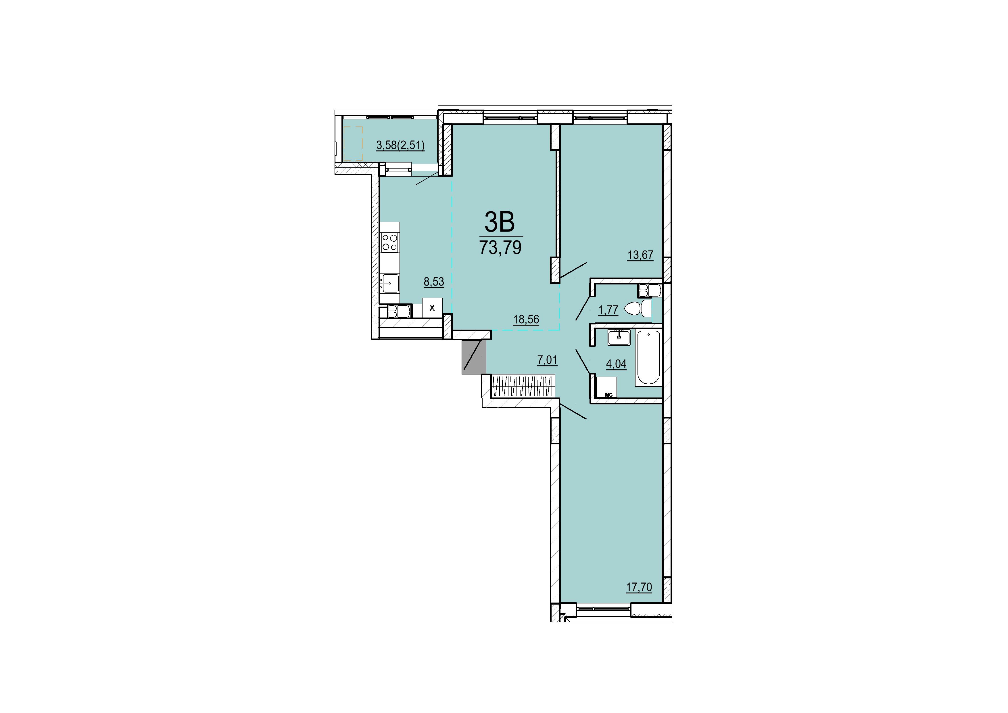 Айрон 3 - комнатная квартира