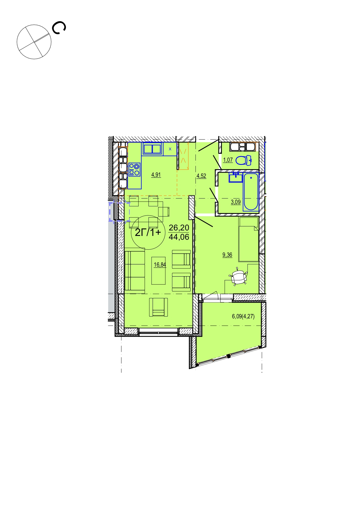 Айрон 2 - комнатная квартира
