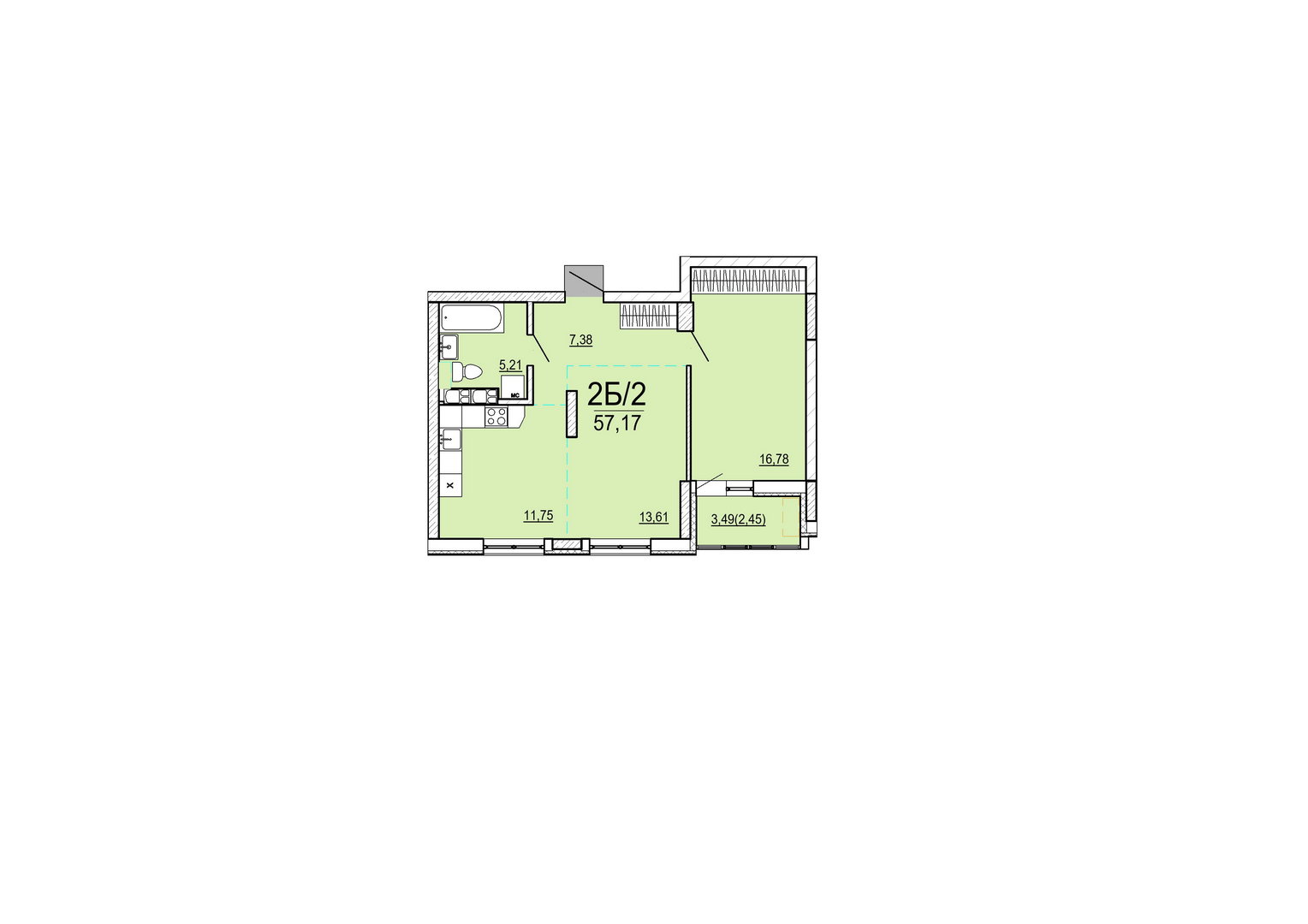 Айрон 2 - комнатная квартира