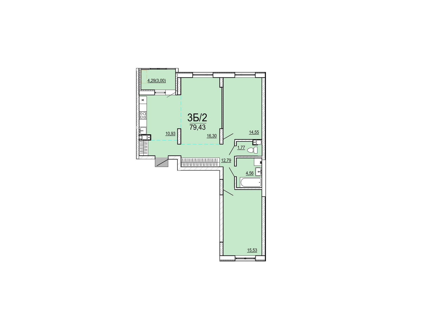 Айрон 3 - комнатная квартира